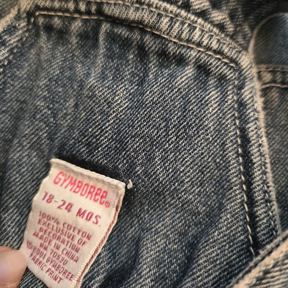 Vintage Y2k Gymboree Denim Overalls with Floral Embroidery